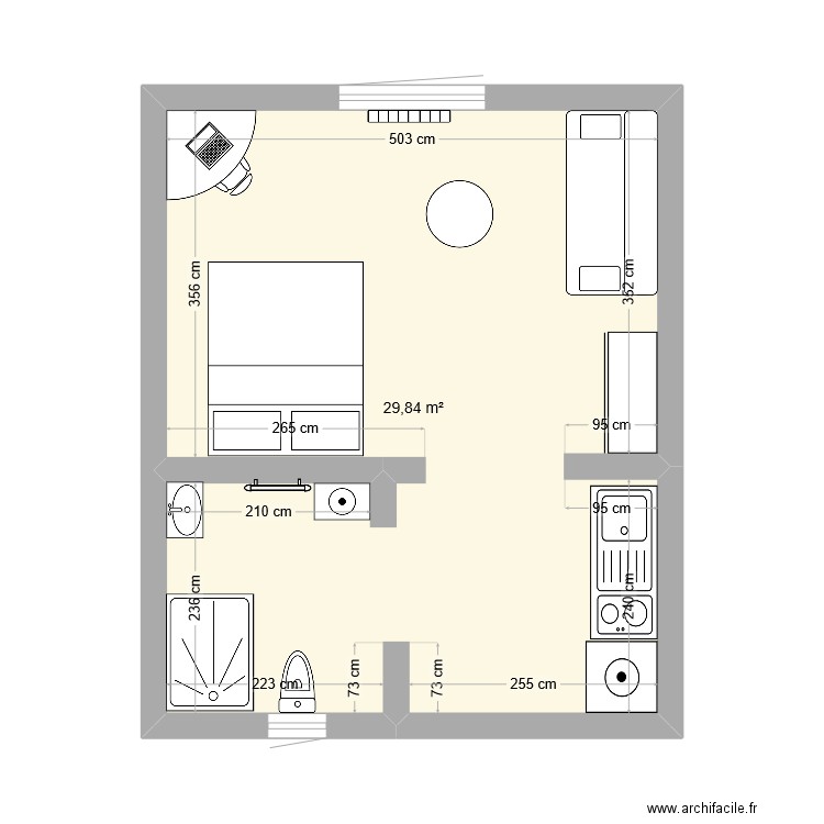 Maxence Combre Plan Archétectural. Plan de 1 pièce et 30 m2