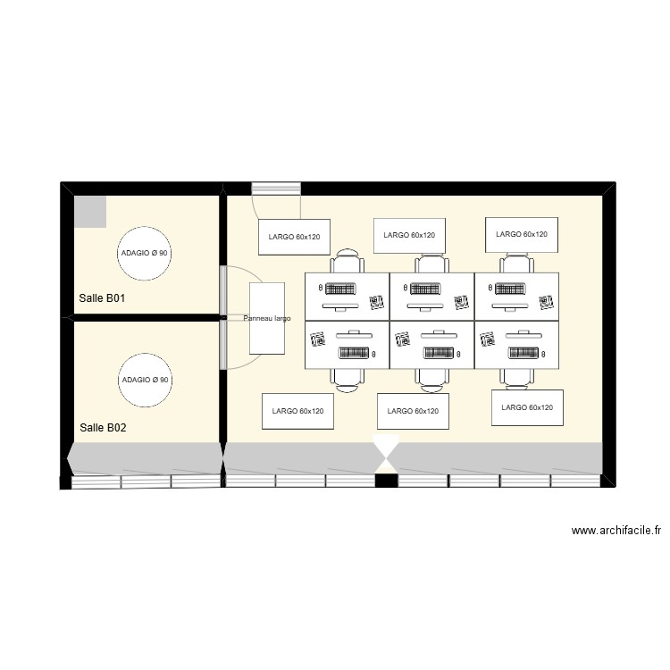 VINCI Autoroutes - Salle Flex Office. Plan de 3 pièces et 35 m2