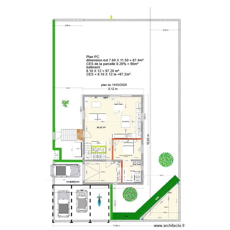 10.1 plan du 19 03 2025 escalier 1/4 T dressing. Plan de 14 pièces et 180 m2