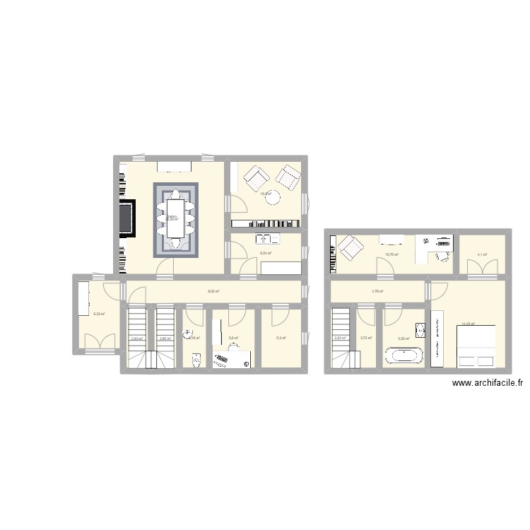 JDR Voleur SOLO. Plan de 17 pièces et 123 m2