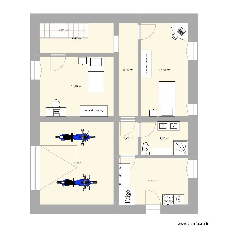 Alban Manon. Plan de 16 pièces et 149 m2