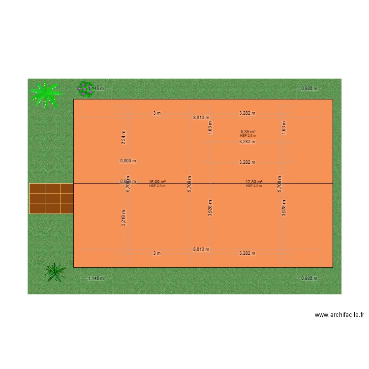 PLAN MASION D'OMBOUE . Plan de 3 pièces et 35 m2