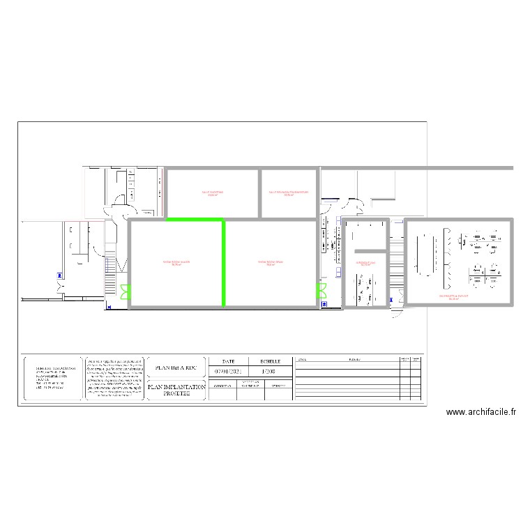 Bat A - R0 surface. Plan de 6 pièces et 342 m2