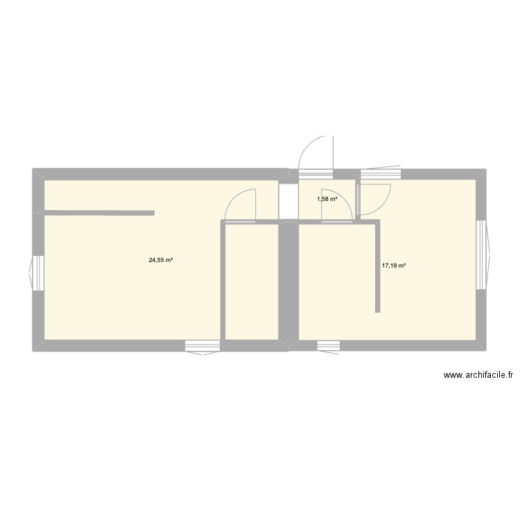 MAISON PLAN C. Plan de 3 pièces et 43 m2