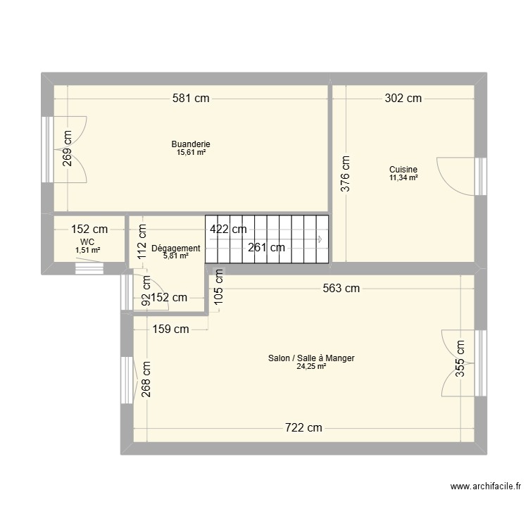 MANSO RDC. Plan de 5 pièces et 59 m2