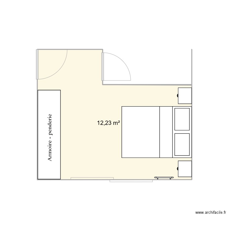 chambre plan. Plan de 1 pièce et 12 m2