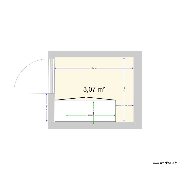 Cave Rossan_V1. Plan de 1 pièce et 3 m2