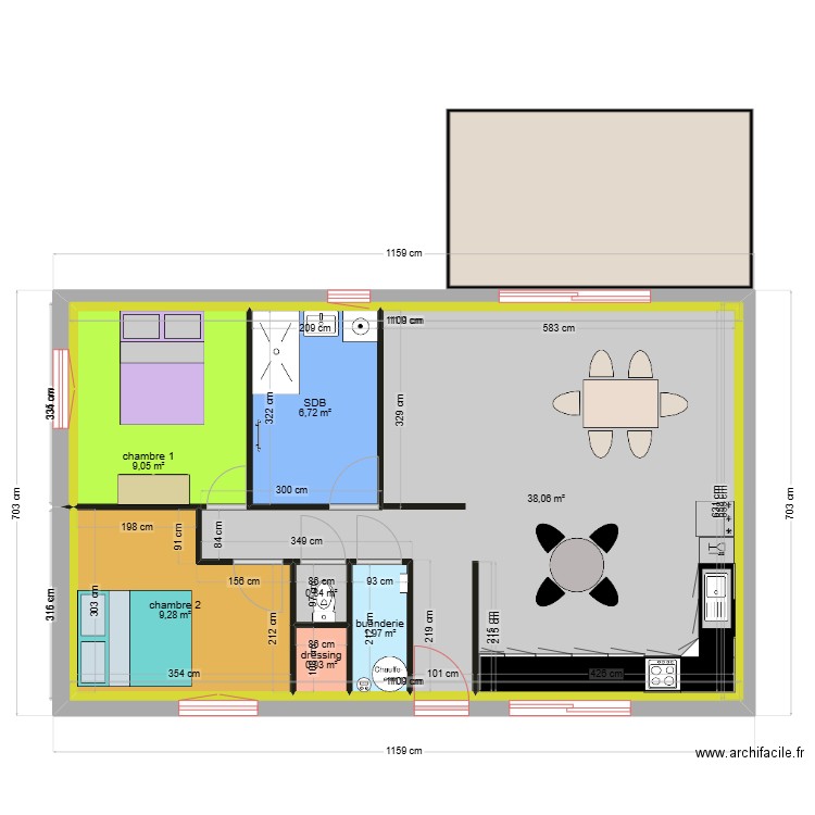 maison julie. Plan de 8 pièces et 67 m2