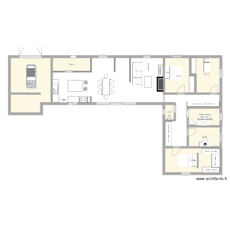 MAISON BEN MARJO VERNET. Plan de 8 pièces et 81 m2