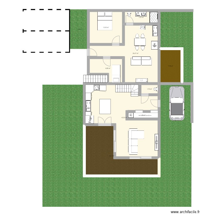 ebauche bof. Plan de 9 pièces et 128 m2