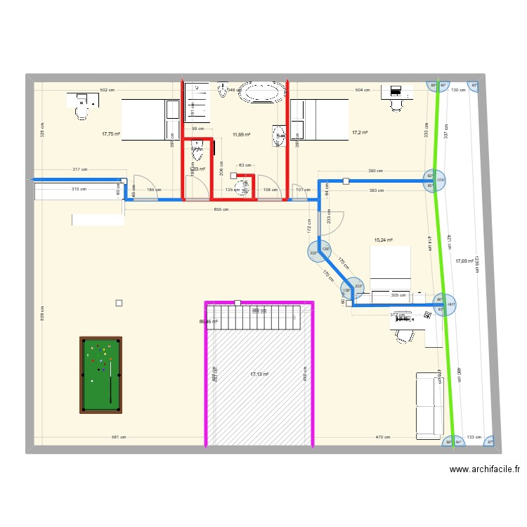 etage cc2. Plan de 8 pièces et 185 m2