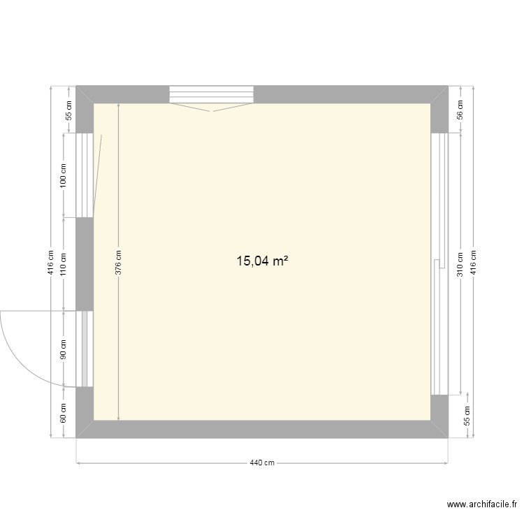 MODULE 15m². Plan de 1 pièce et 15 m2