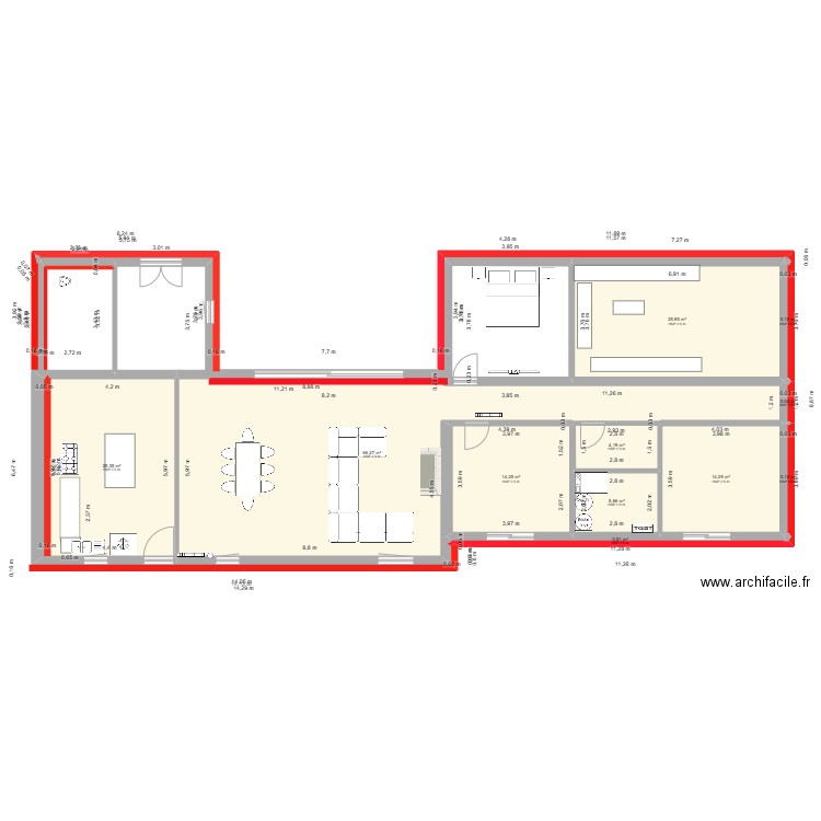 Maison avec isolation. Plan de 11 pièces et 157 m2