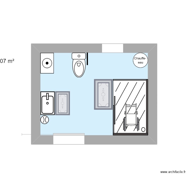 SALLE DE BAIN. Plan de 1 pièce et 7 m2