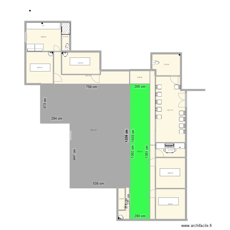 cabinet2. Plan de 16 pièces et 196 m2