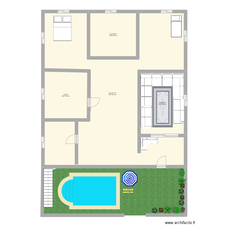 dar laaroubia. Plan de 4 pièces et 148 m2