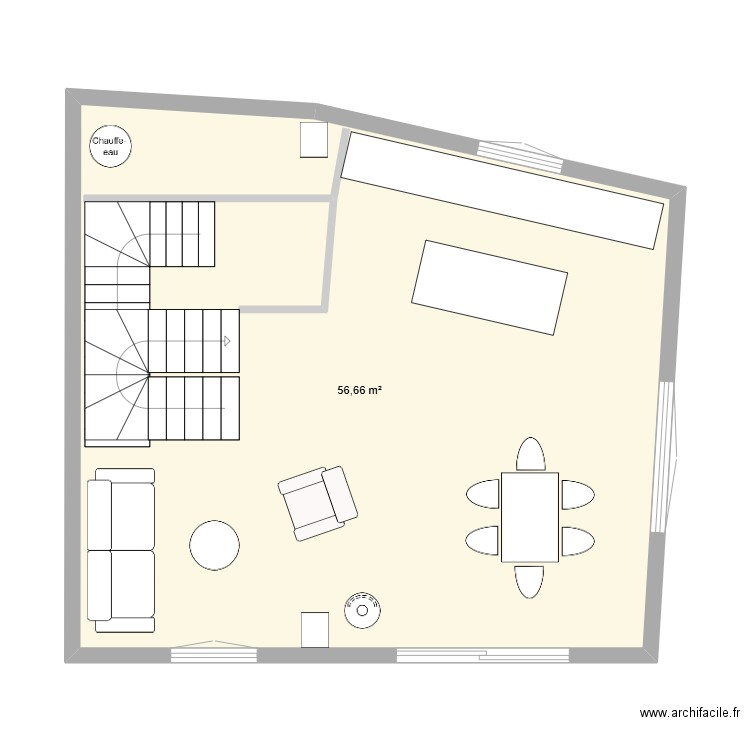 DRUMETTAZ. Plan de 1 pièce et 57 m2