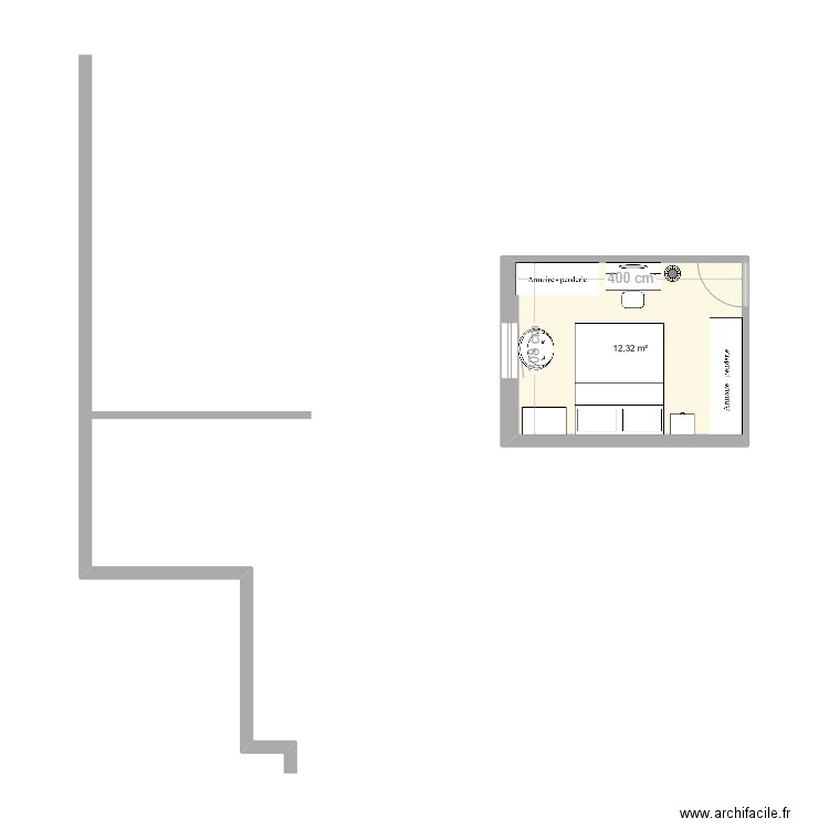 Chambre. Plan de 1 pièce et 12 m2