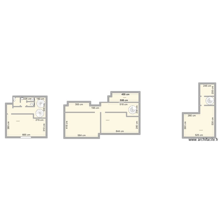 Local 50 péri. Plan de 4 pièces et 148 m2