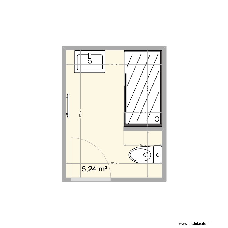 justine lequere sdb. Plan de 1 pièce et 5 m2