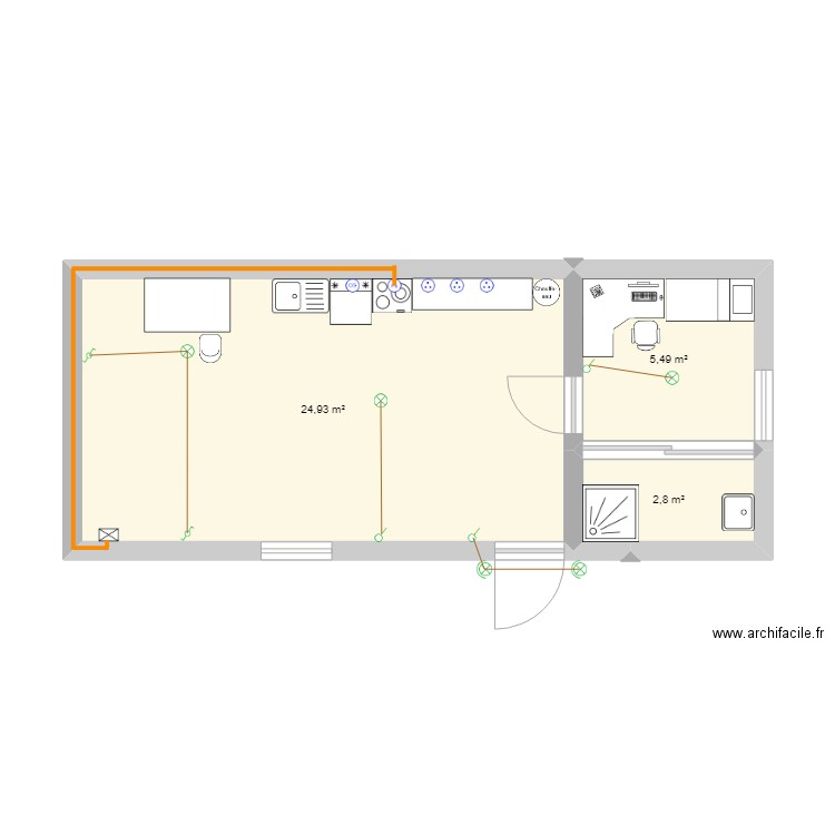 Plans de maison apartement. Plan de 3 pièces et 33 m2