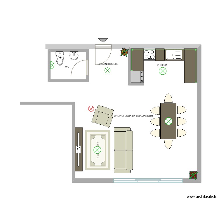 plan 1. Plan de 3 pièces et 48 m2