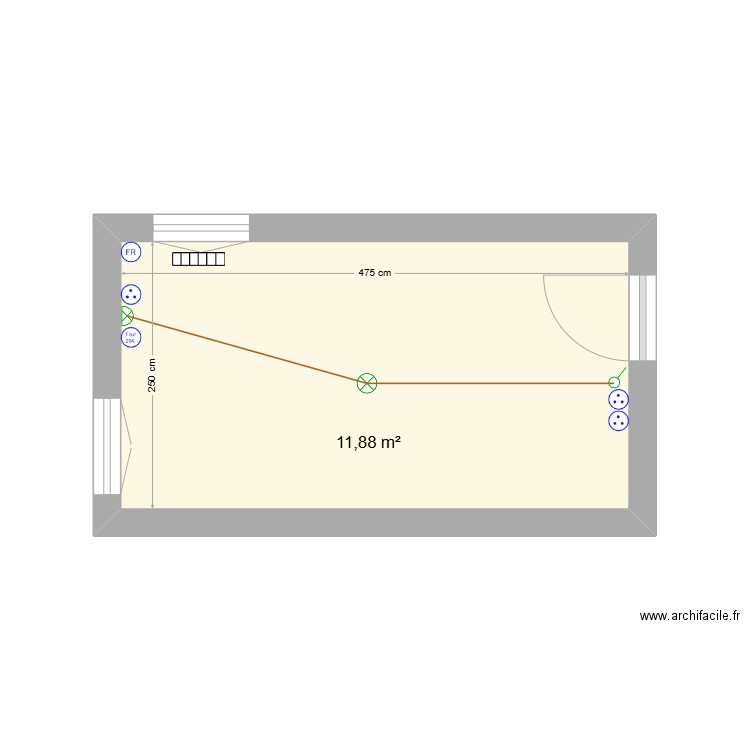 Cuisine. Plan de 1 pièce et 12 m2