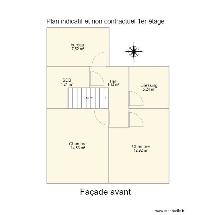 couvin 1étage. Plan de 7 pièces et 52 m2