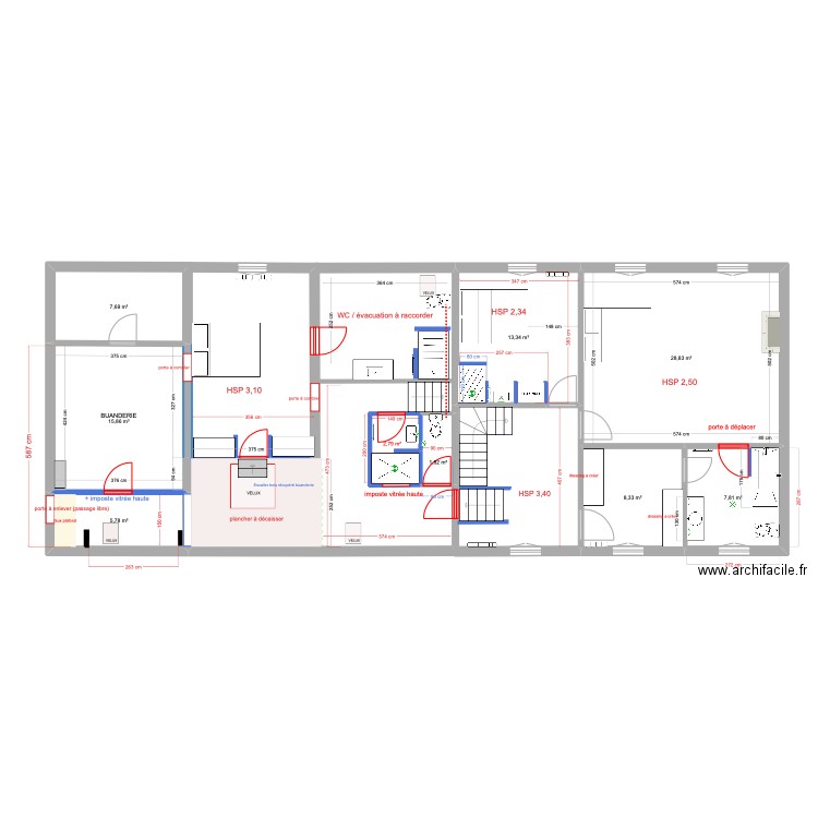 étage DROITE DEF. Plan de 9 pièces et 92 m2