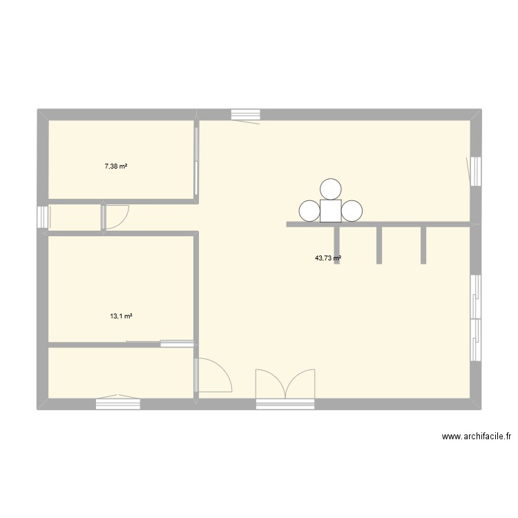 alba et rim . Plan de 3 pièces et 64 m2