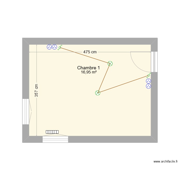 Chambre1. Plan de 1 pièce et 17 m2