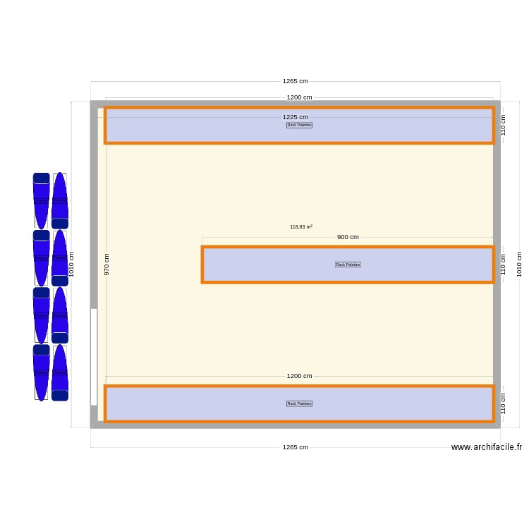 depot. Plan de 1 pièce et 119 m2