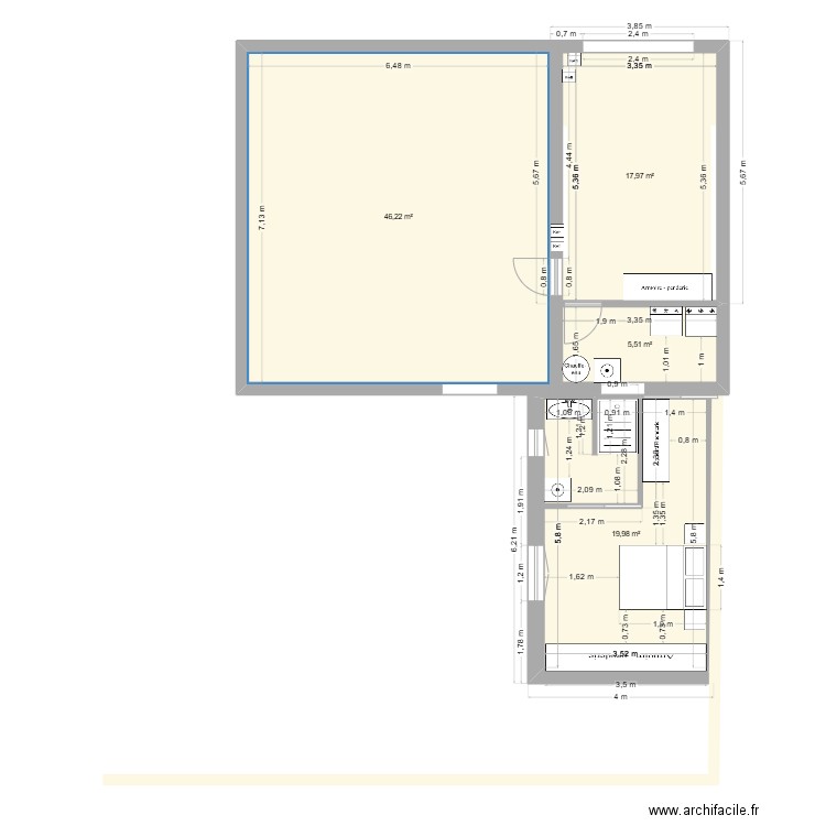 agrandissement 3. Plan de 4 pièces et 90 m2