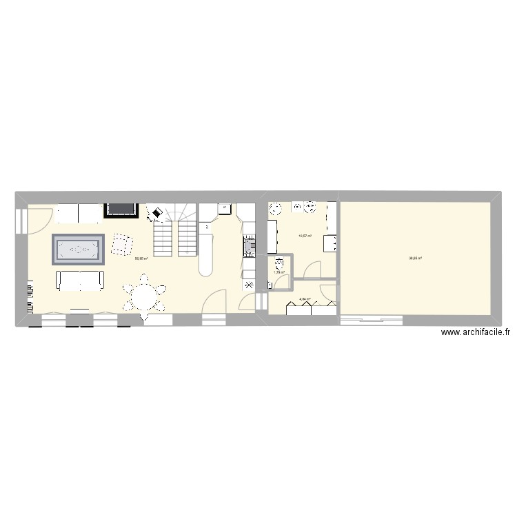 Keranfiol RDC. Plan de 5 pièces et 113 m2