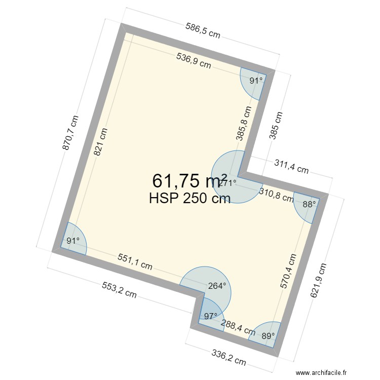 maison. Plan de 1 pièce et 62 m2