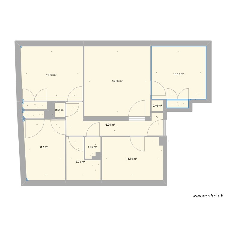 APPART. Plan de 10 pièces et 67 m2