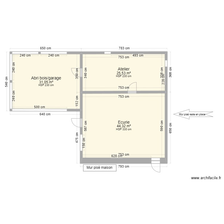 Dependances macon. Plan de 3 pièces et 101 m2