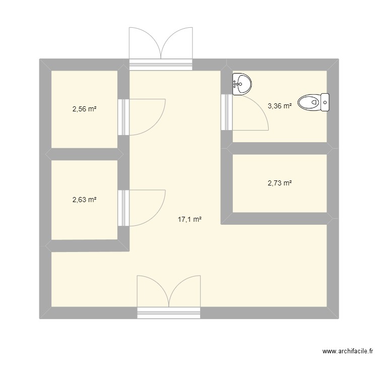 Chemery. Plan de 5 pièces et 28 m2