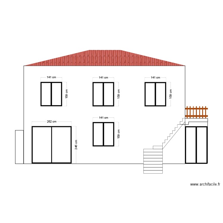 facade ouest. Plan de 0 pièce et 0 m2