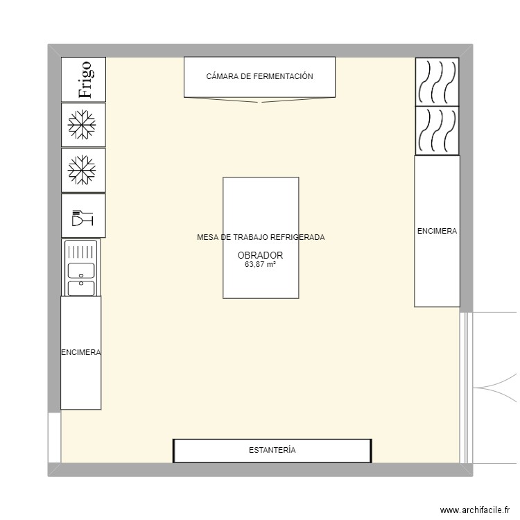 PAN DA PAN OBRADOR. Plan de 1 pièce et 64 m2