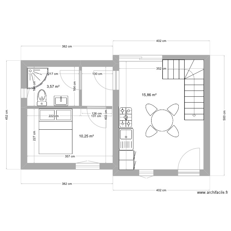 Ebauche. Plan de 3 pièces et 30 m2