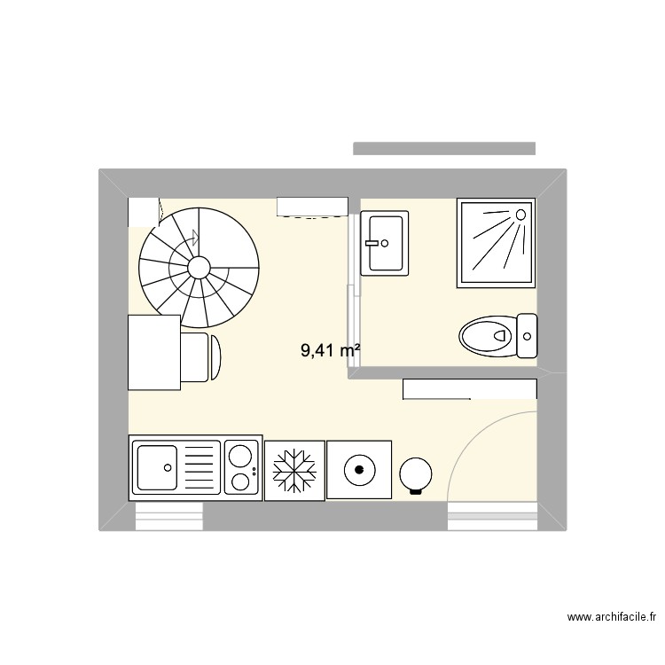 Plan Remise Palaiseau RDC V1. Plan de 1 pièce et 9 m2