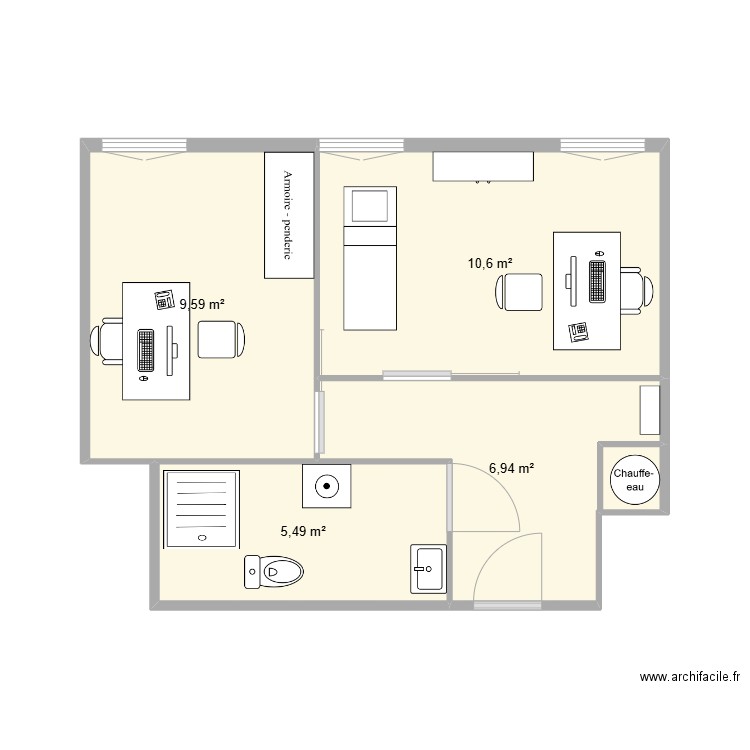 SCI Hallefort2. Plan de 4 pièces et 33 m2