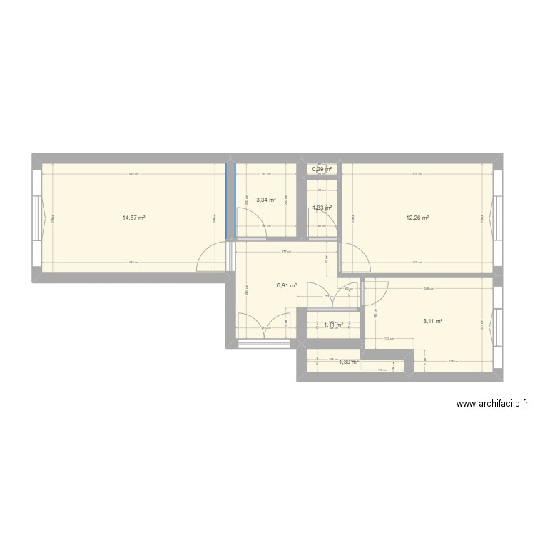 appart. Plan de 9 pièces et 50 m2