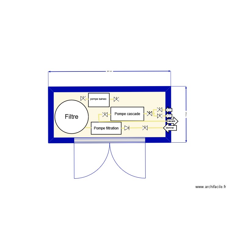 local technique. Plan de 1 pièce et 2 m2