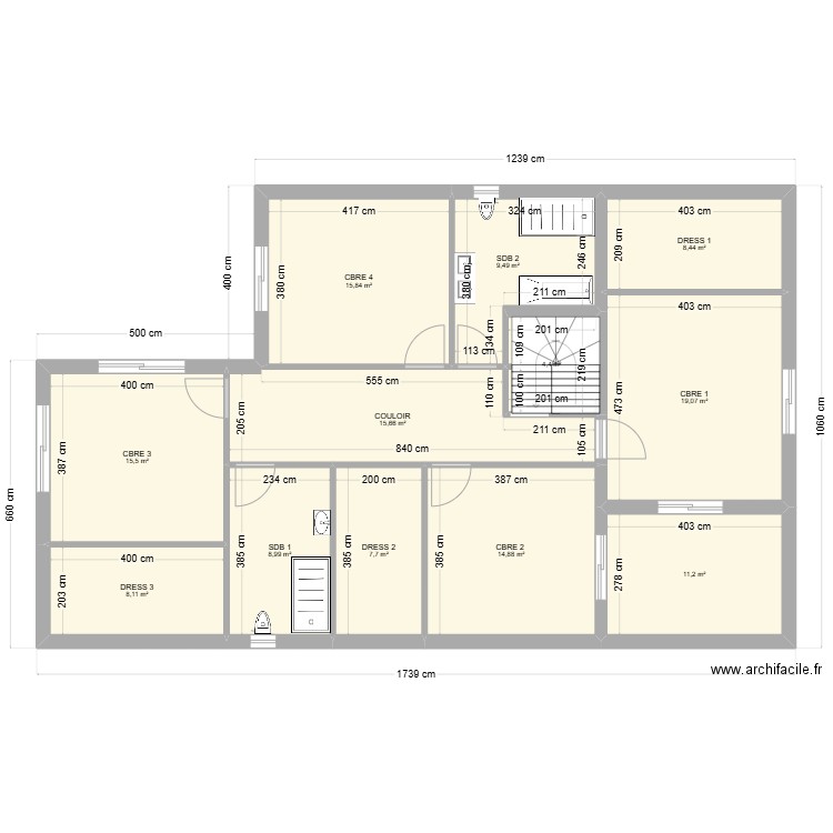 &1  BOIS LE ROI. Plan de 12 pièces et 139 m2