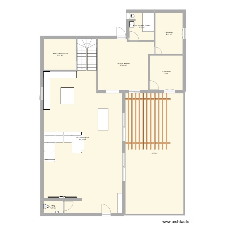 Champgault. Plan de 8 pièces et 194 m2