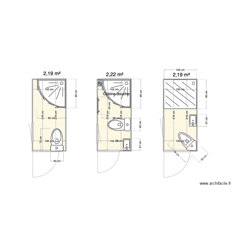 SDB Basse Nogent. Plan de 3 pièces et 7 m2