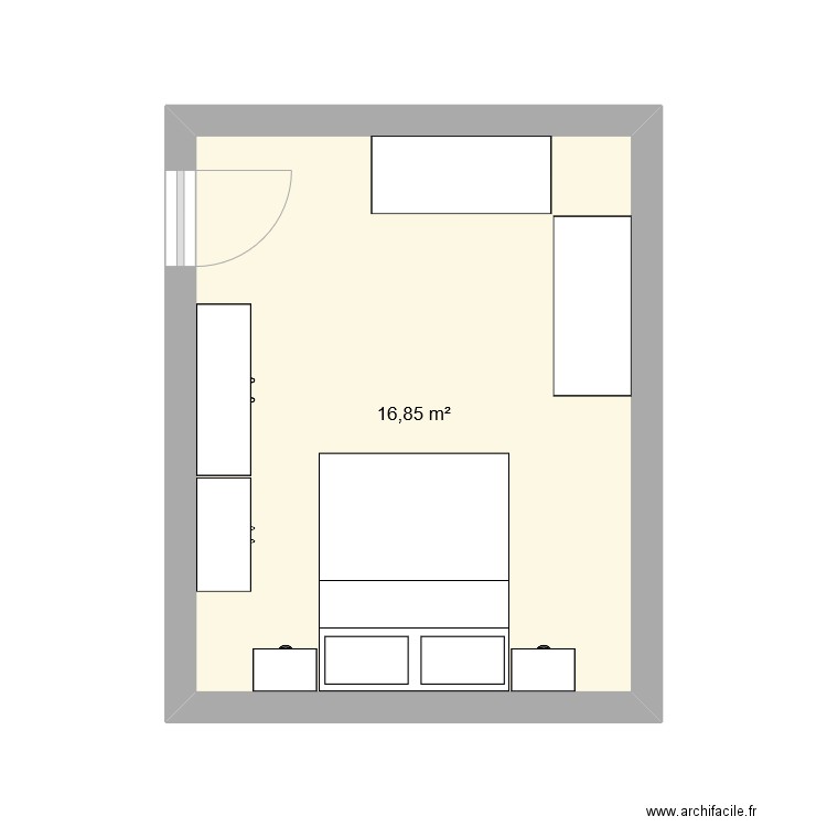 Chambre. Plan de 1 pièce et 17 m2