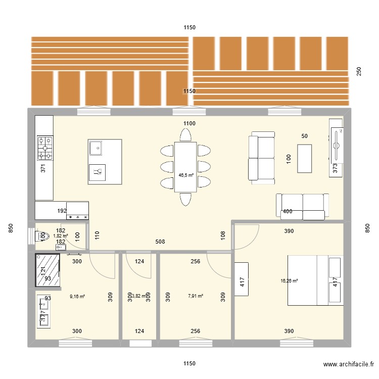 JS13. Plan de 12 pièces et 171 m2